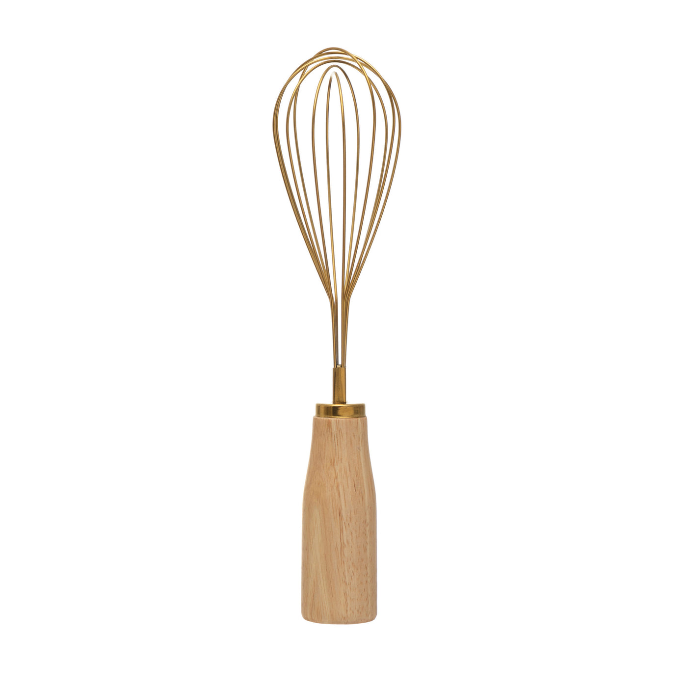 Stainless Steel Whisk with Wood Handle, Gold
