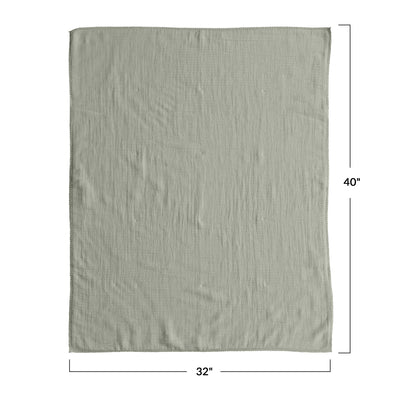 Sage Cotton Double Cloth Baby Blanket