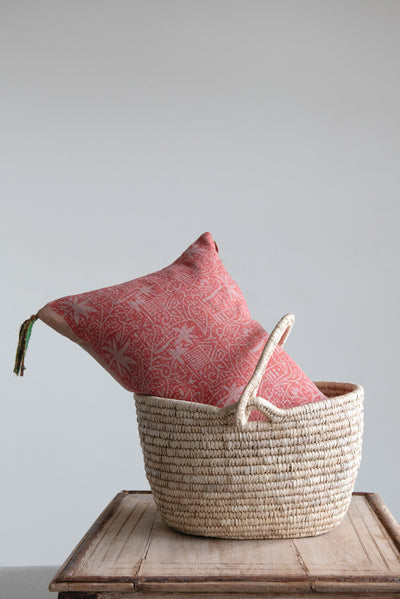 Oval Hand-Woven Basket with Handle