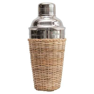 Stainless Steel Cocktail Shaker with Woven Rattan Sleeve