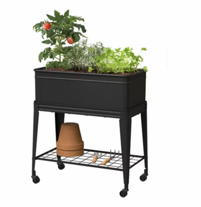 Back Elevated Planter w/ wheels by Panacea, 30"x15"x32"