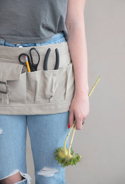 Cotton Canvas Half Garden Apron, Khaki