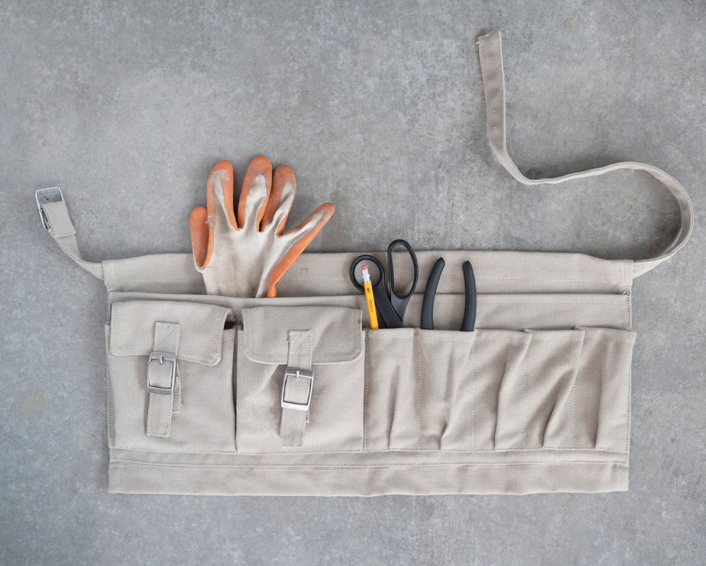 Cotton Canvas Half Garden Apron, Khaki