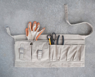Cotton Canvas Half Garden Apron, Khaki