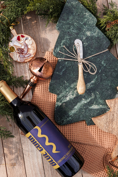 Dark Green Marble Tree Shaped Cheese Board w/ Knife