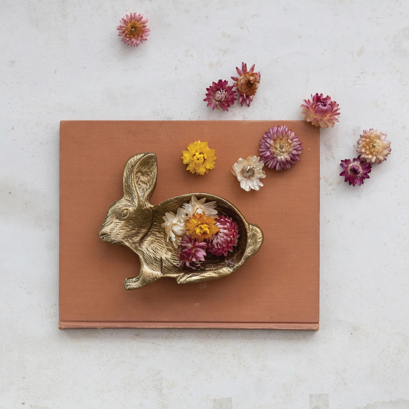 Cast Aluminum Rabbit Shaped Dish, Gold