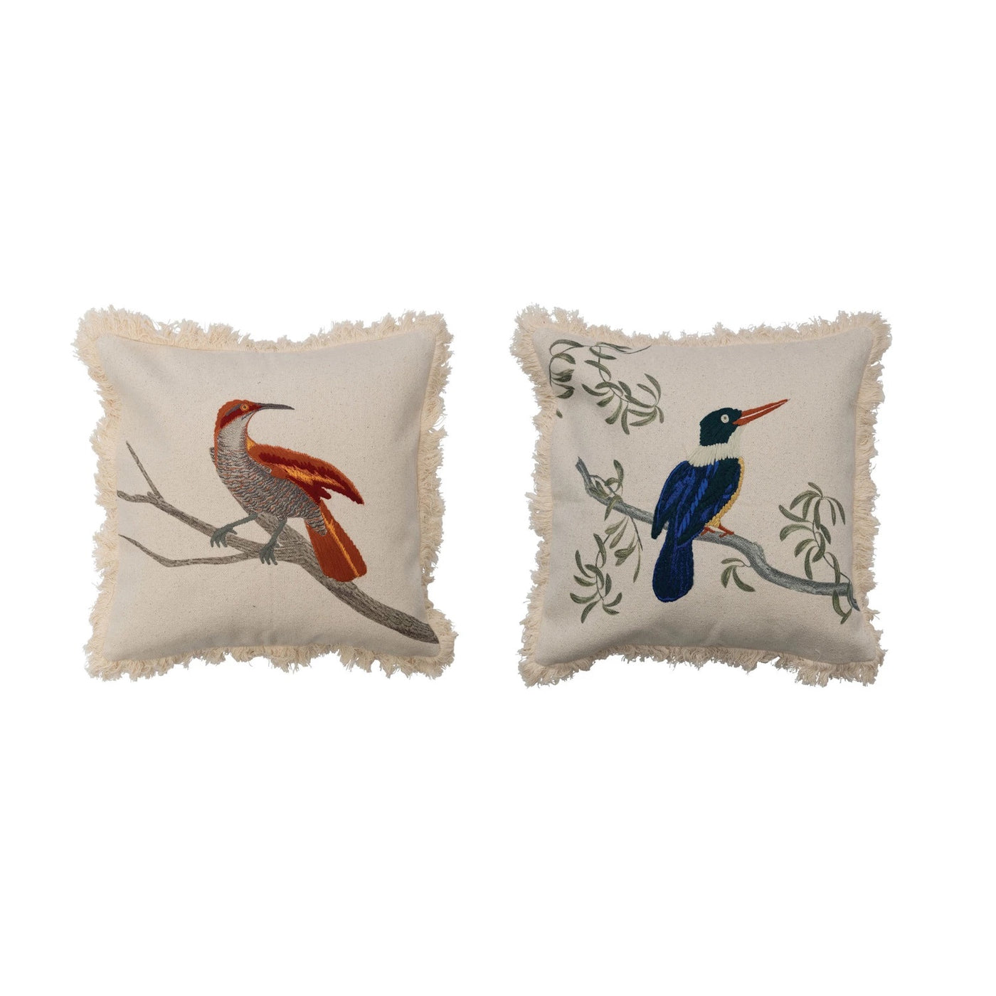 18" Cotton Printed Pillow w/ Bird