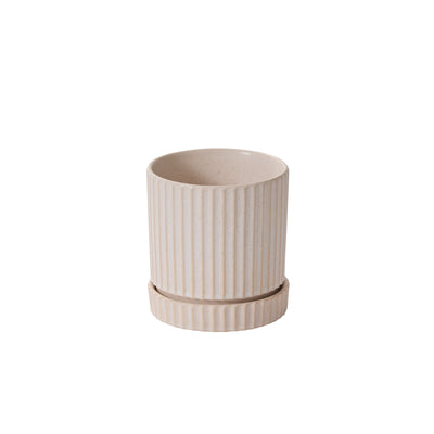 Off-White Los Feliz Pot w/ Saucer, 4.5"