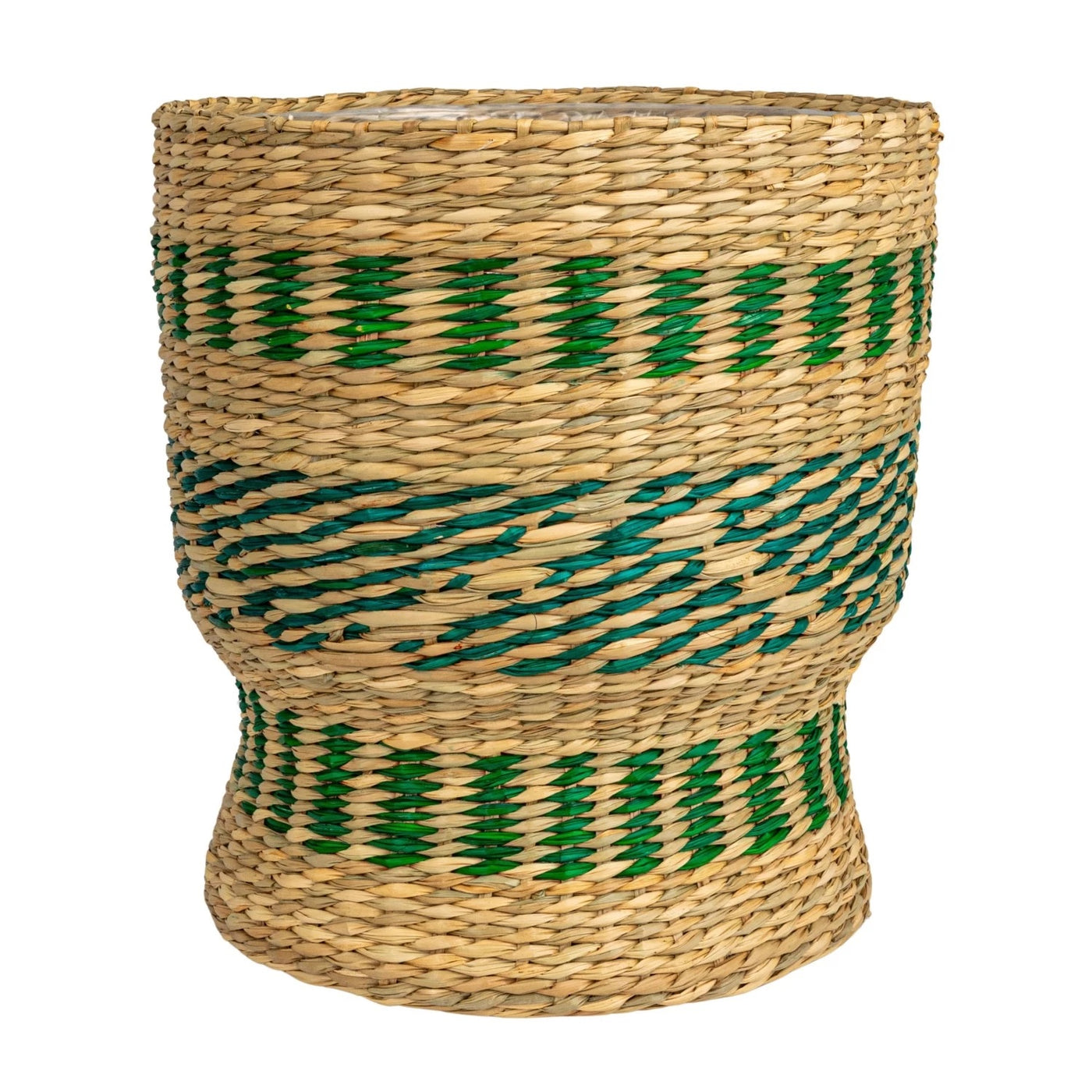Seagrass Basket Planter, Green & Natural, Small