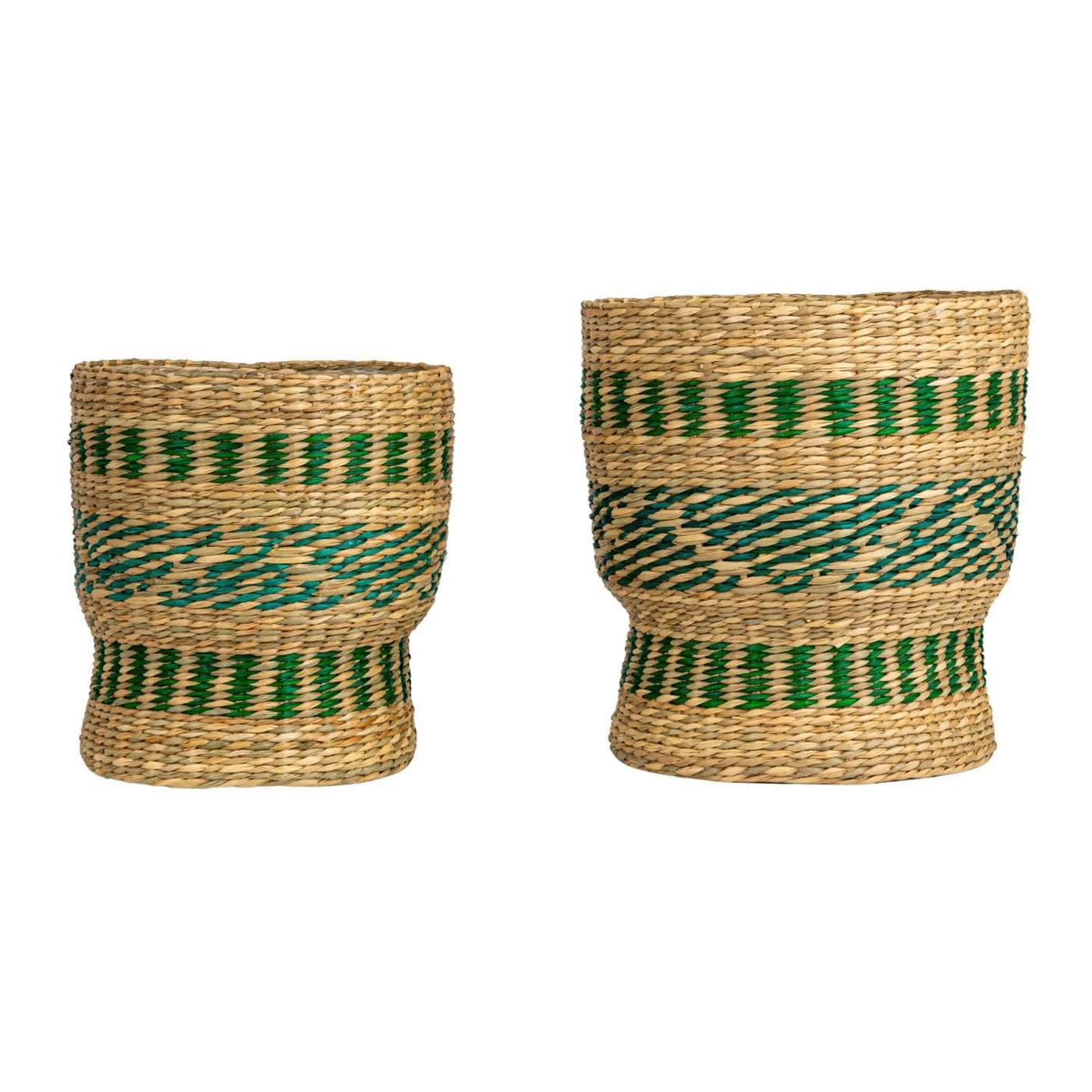 Seagrass Basket Planter, Green & Natural, Small