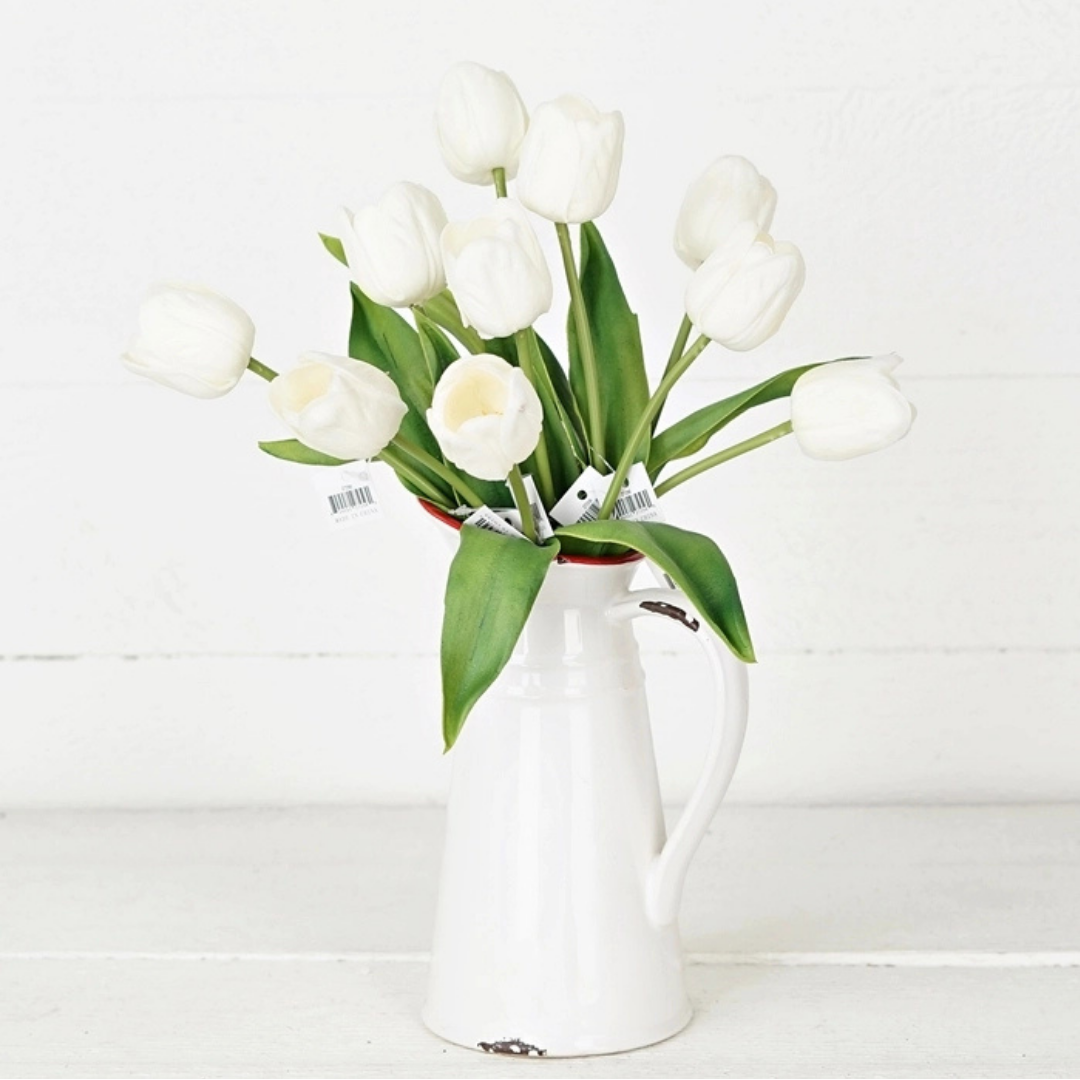 14in Real Touch Tulip Bud, White