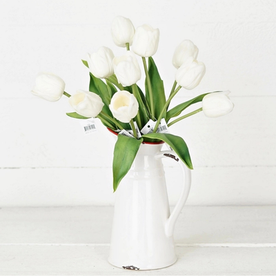 14in Real Touch Tulip Bud, White