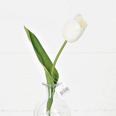 14in Real Touch Tulip Bud, White