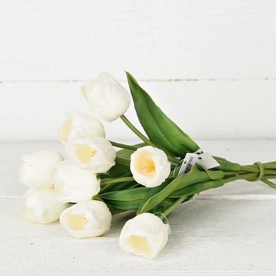 14in Real Touch Tulip Bud, White