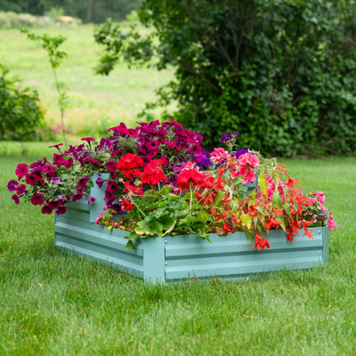 2-Tier Steel Raised Garden Bed - 17.5 in H - Green
