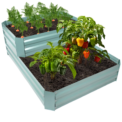 2-Tier Steel Raised Garden Bed - 17.5 in H - Green