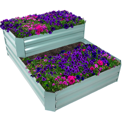 2-Tier Steel Raised Garden Bed - 17.5 in H - Green