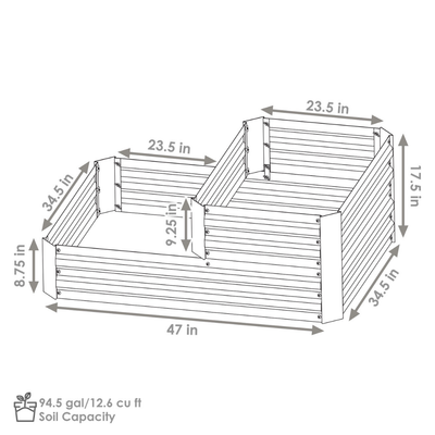 2-Tier Steel Raised Garden Bed - 17.5 in H - Green