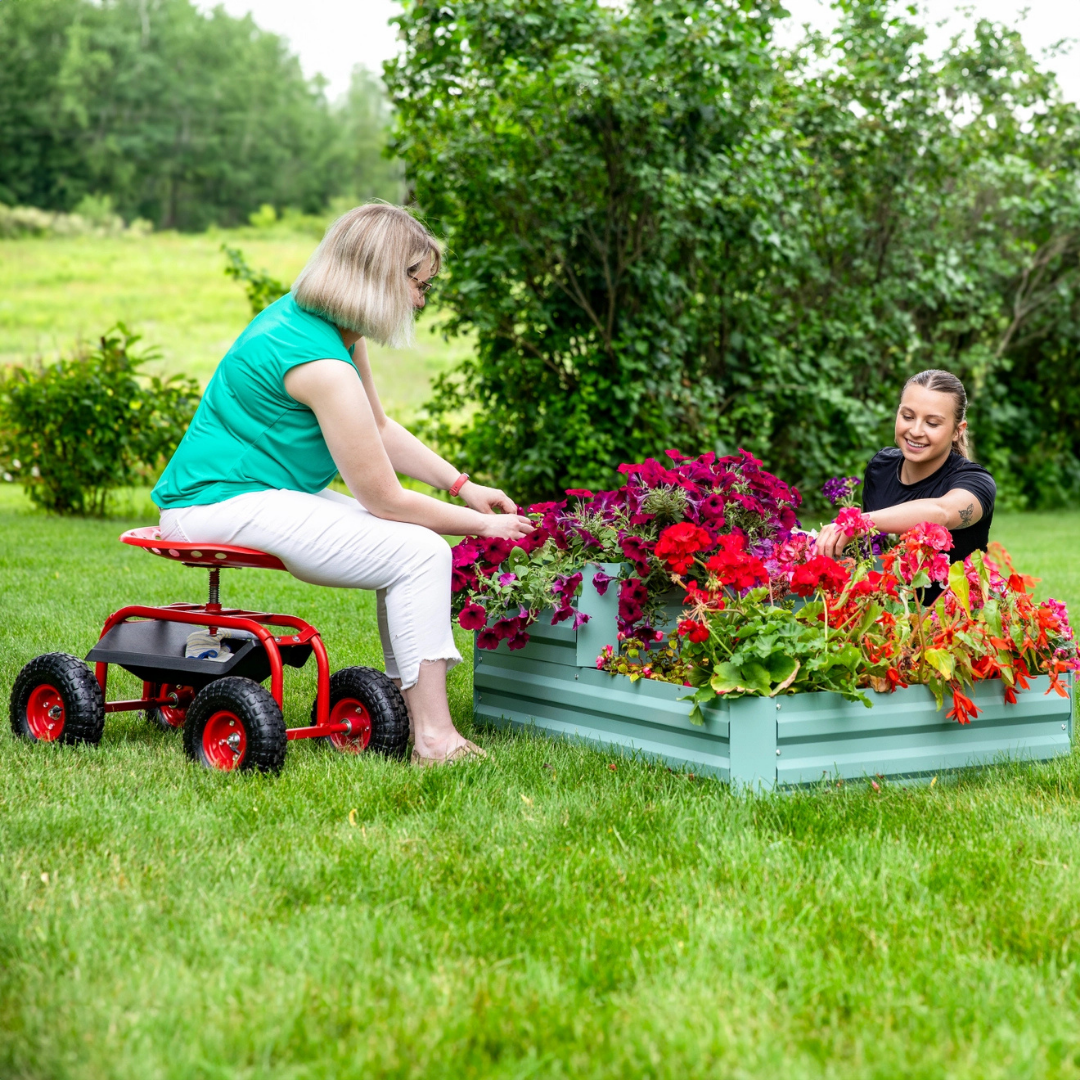 2-Tier Steel Raised Garden Bed - 17.5 in H - Green