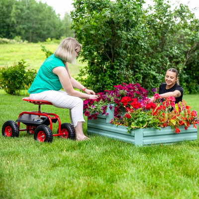 2-Tier Steel Raised Garden Bed - 17.5 in H - Green