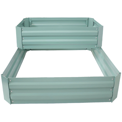 2-Tier Steel Raised Garden Bed - 17.5 in H - Green