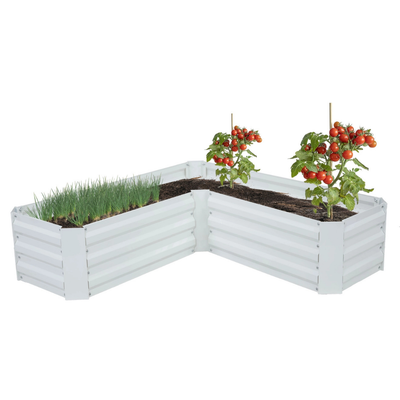 Galvanized Steel L-Shaped Raised Garden Bed - Ivory White