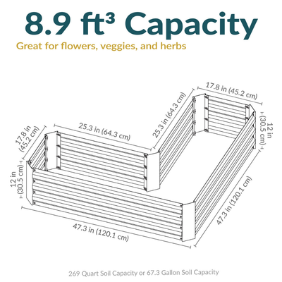 Galvanized Steel L-Shaped Raised Garden Bed - Ivory White