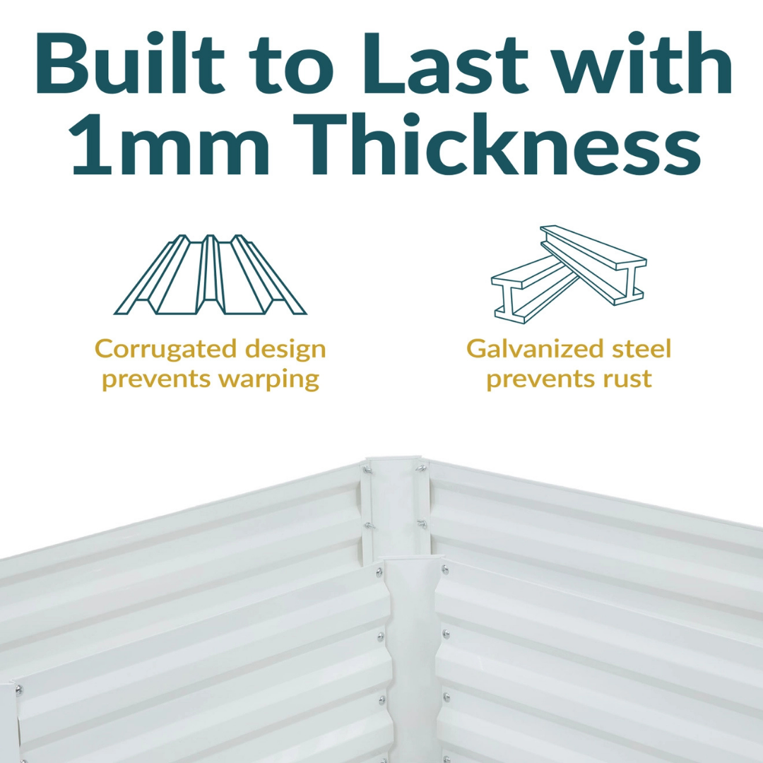 Galvanized Steel L-Shaped Raised Garden Bed - Ivory White