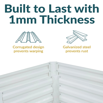 Galvanized Steel L-Shaped Raised Garden Bed - Ivory White
