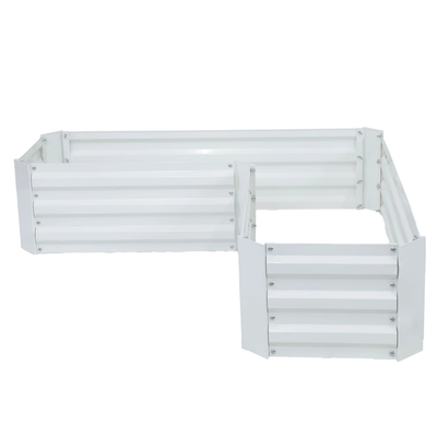 Galvanized Steel L-Shaped Raised Garden Bed - Ivory White
