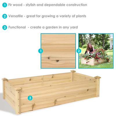 Rectangular Wood Raised Garden Bed - 24" x 48”