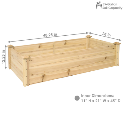 Rectangular Wood Raised Garden Bed - 24" x 48”