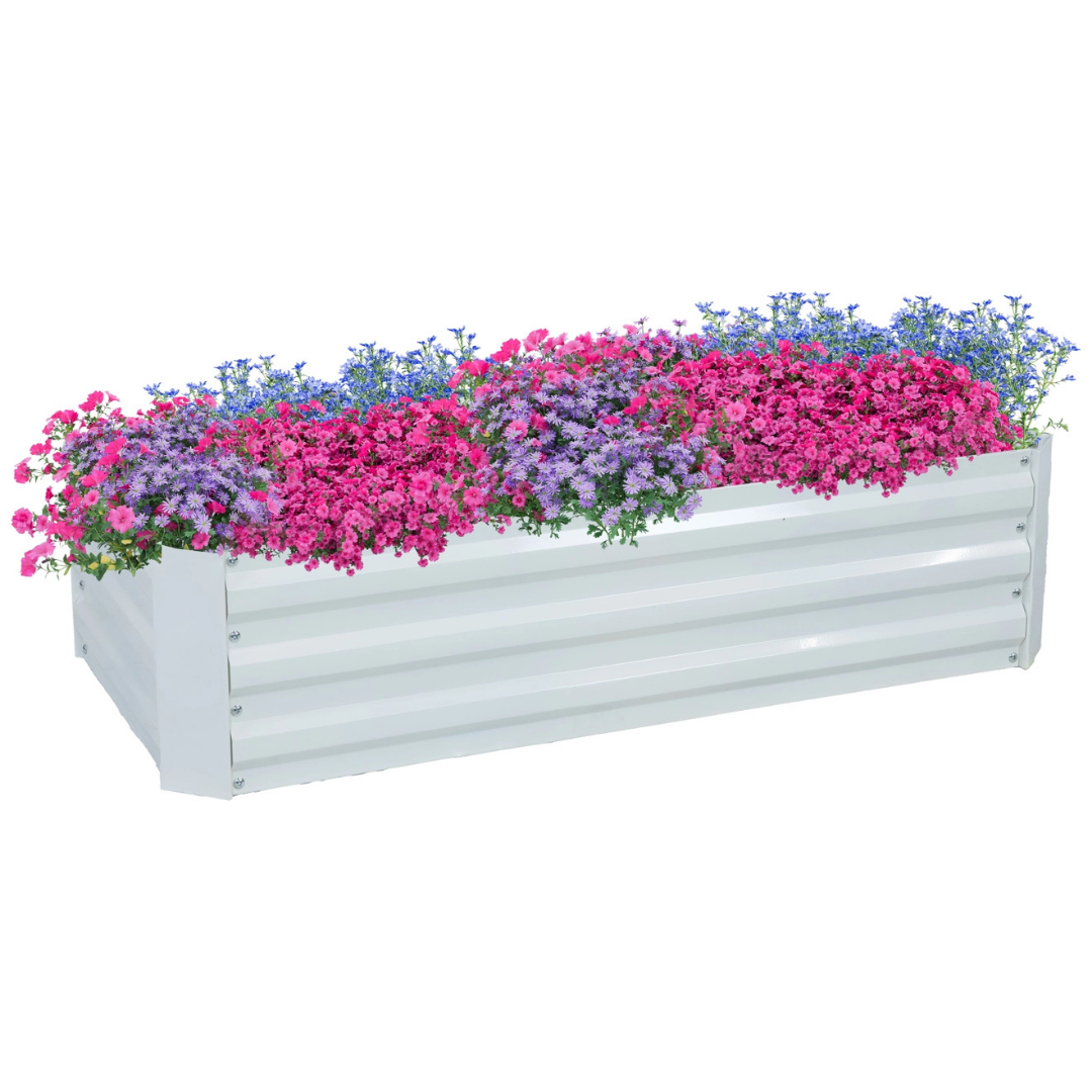 Rectangle Steel Raised Planter Bed - 4' X 2' - White
