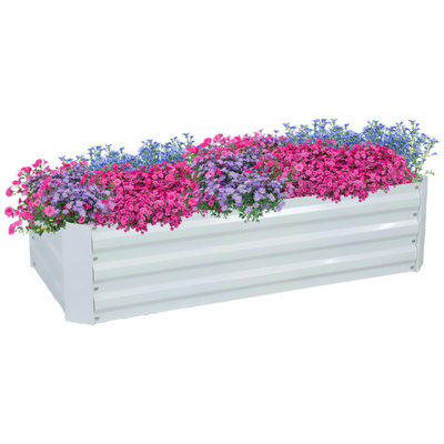 Rectangle Steel Raised Planter Bed - 4' X 2' - White