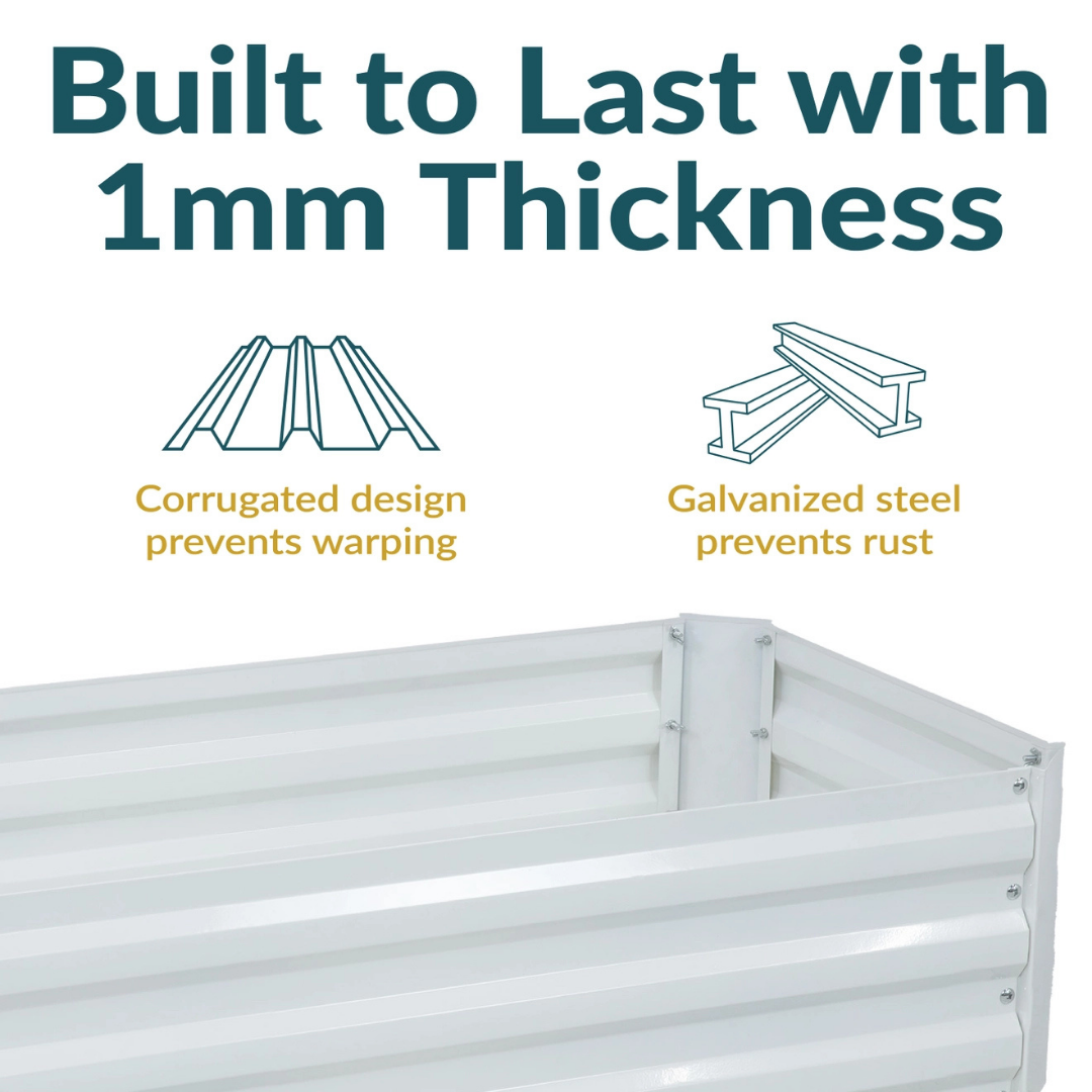 Rectangle Steel Raised Planter Bed - 4' X 2' - White