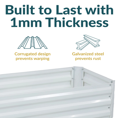 Rectangle Steel Raised Planter Bed - 4' X 2' - White