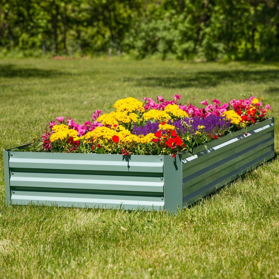 Steel Rectangle Raised Garden Bed - 4' X 8' - Green