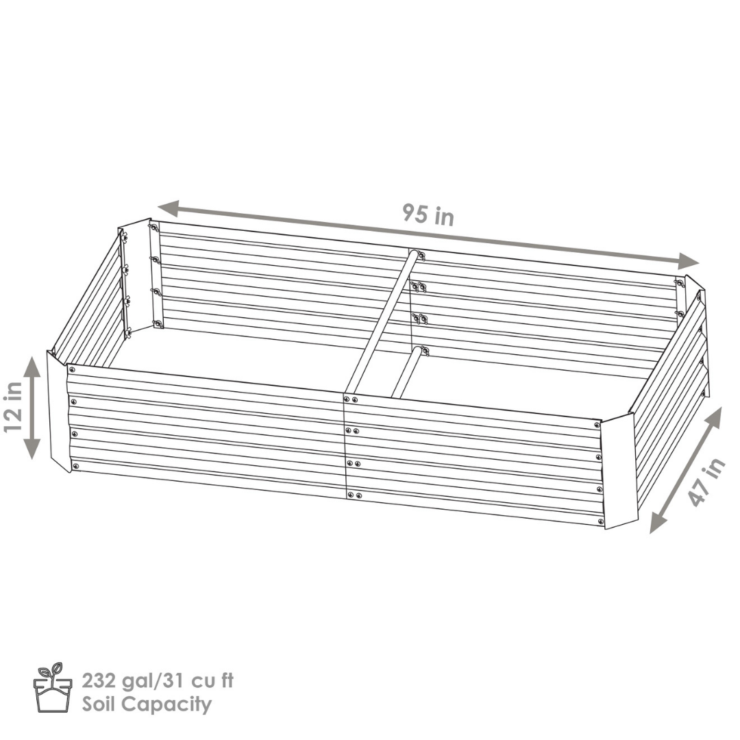 Steel Rectangle Raised Garden Bed - 4' X 8' - Green