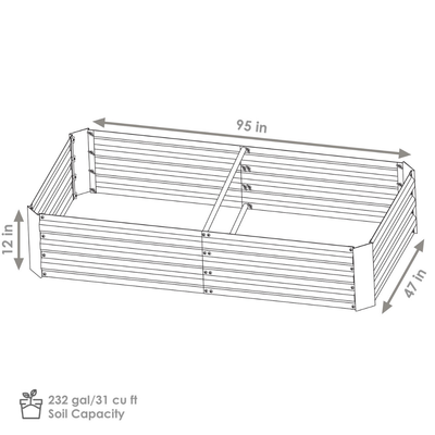 Steel Rectangle Raised Garden Bed - 4' X 8' - Green