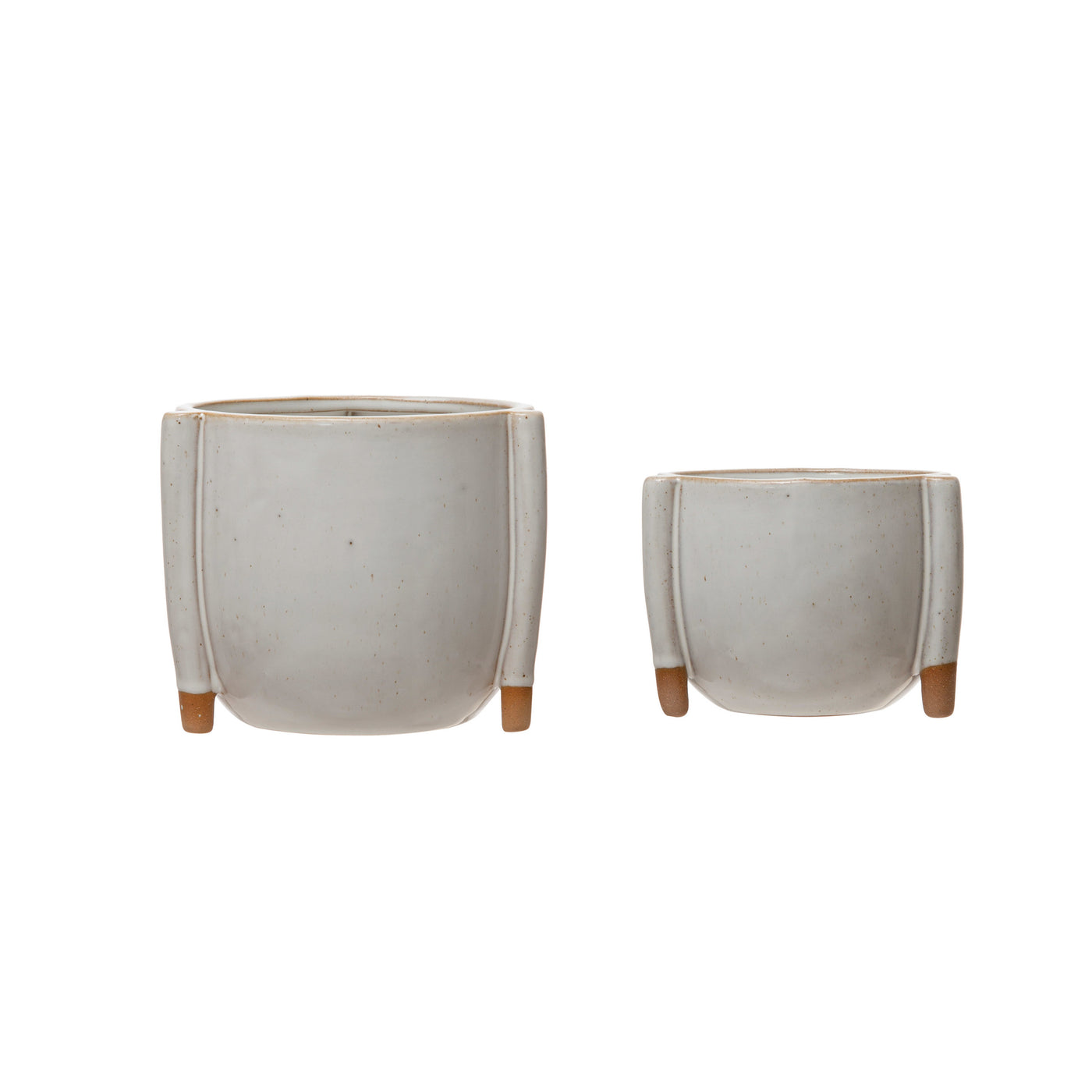 Medium Stoneware Footed Planter with Reactive Glaze