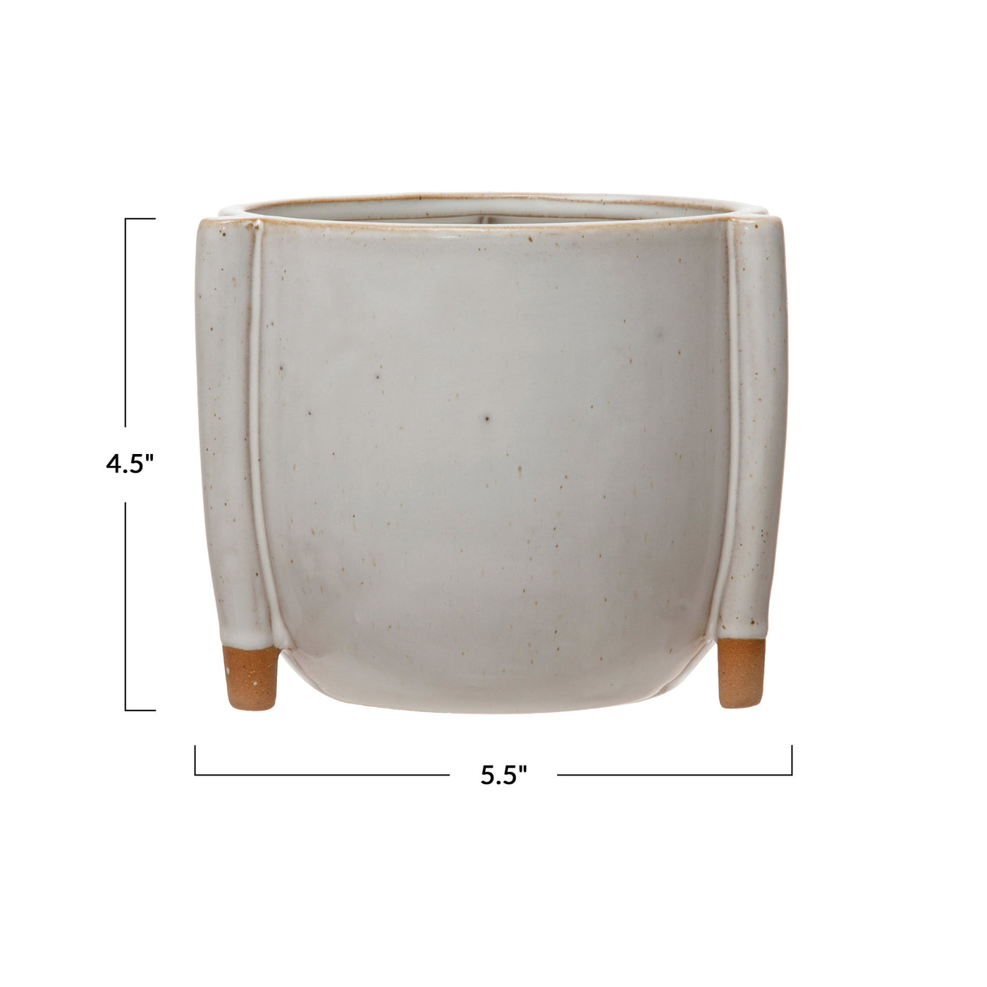 Medium Stoneware Footed Planter with Reactive Glaze