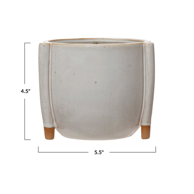 Medium Stoneware Footed Planter with Reactive Glaze