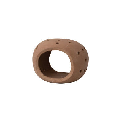 Handmade Terracotta Candle Holder w/ Cut-Outs