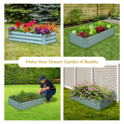 Rectangle Steel Raised Planter Bed - 4' X 2' - Green