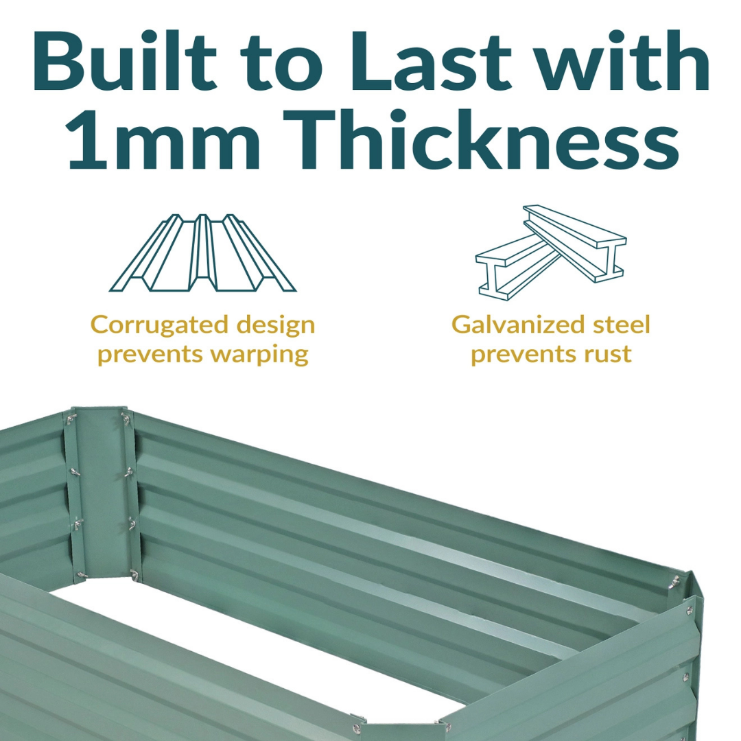 Rectangle Steel Raised Planter Bed - 4' X 2' - Green