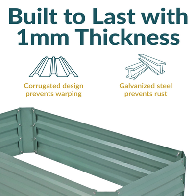 Rectangle Steel Raised Planter Bed - 4' X 2' - Green