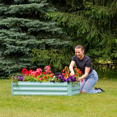 Rectangle Steel Raised Planter Bed - 4' X 2' - Green