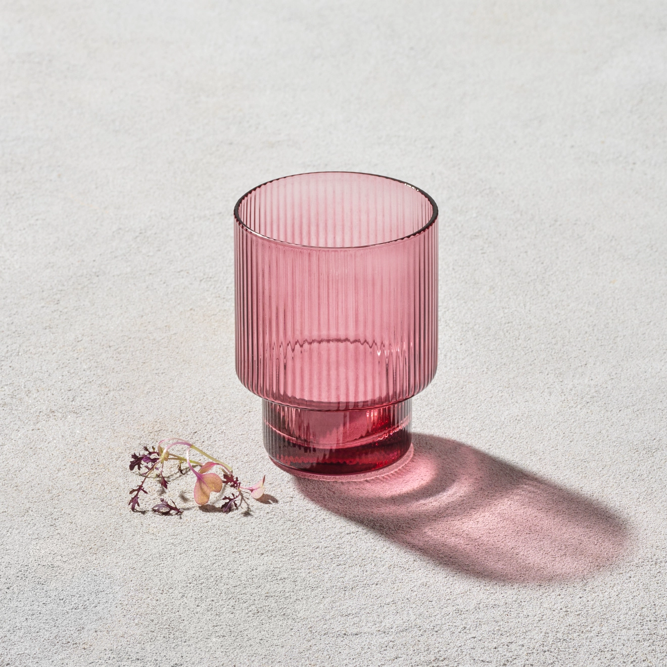 10oz Rocks Glass, Ribbed Glass, Rose