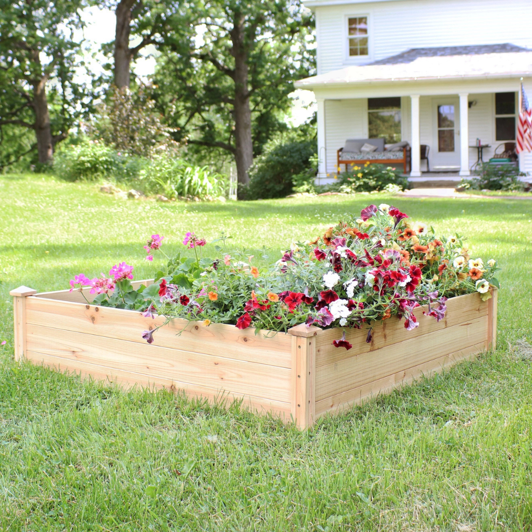 Square Wood Raised Garden Bed - 48" x 48"