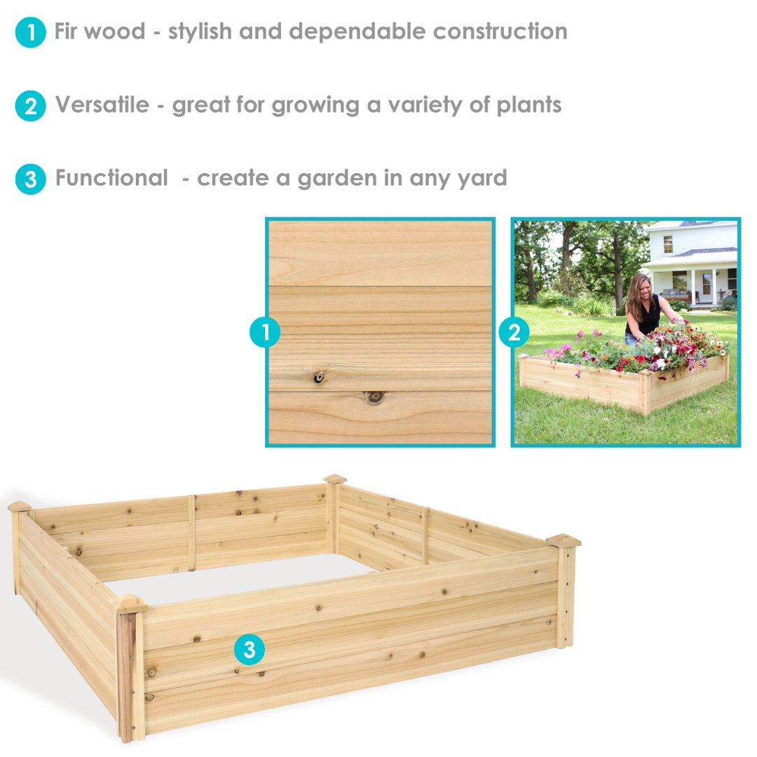Square Wood Raised Garden Bed - 48" x 48"